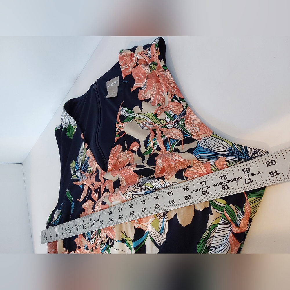 Chico's 1 Floral Jumpsuit - Navy and Pink - Picture 9 of 12